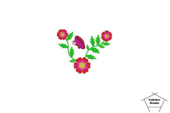 Three Flowers a Butterfly